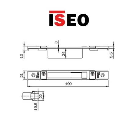 Adjustable closed counterplate for Iseo central lock item 0387011
