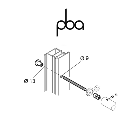 FIX.110.000D PBA - Single through fixing kit for wood, PVC, aluminium | IT Programme - YOD - 200Q - 200E - 200