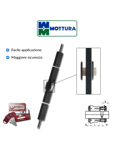 Mottura vertical band lock height 2.5 m Black art. 32.592