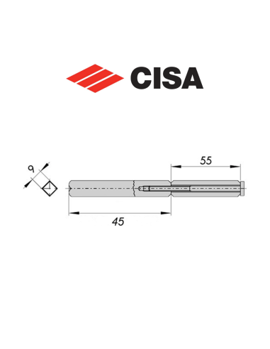 0708352 Cisa split handle square in steel