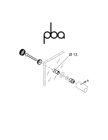 FIX.012.000D.10 PBA - Single through-hole fixing kit for glass, diameter Ø 25 - Ø 30 | Program M18 - 300