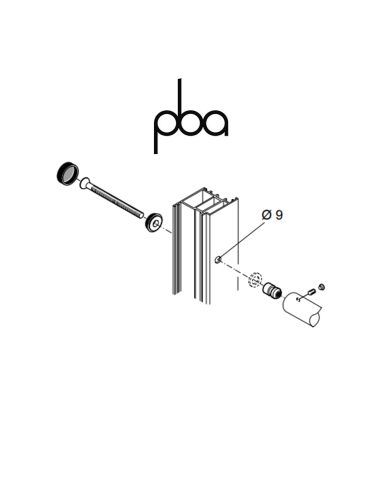 FIX.112.000D.10 PBA - Kit di fissaggio singolo passante per legno, alluminio, PVC, diametro Ø 25 - Ø 30 | Programma M18 - 300