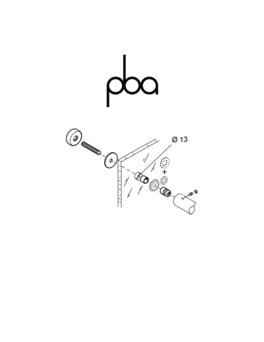 FIX.013.000D.81 PBA - Single through-glass fixing kit, diameter Ø 35 | PVD program