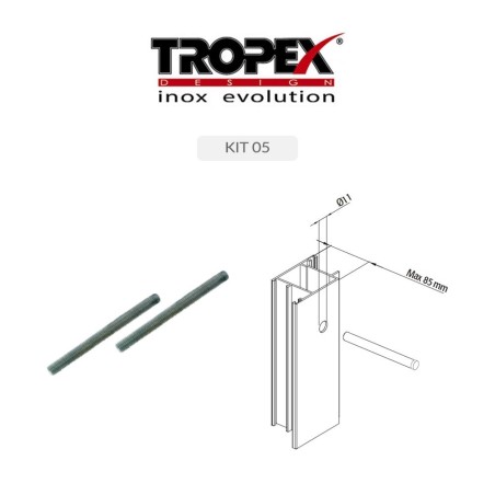Tropex handle, 350 mm centre distance, polished stainless steel, item 3F30