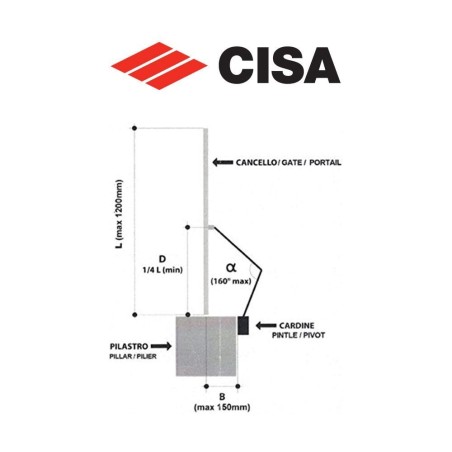Braccio a compasso per chiudicancello Cisa art. 0715505