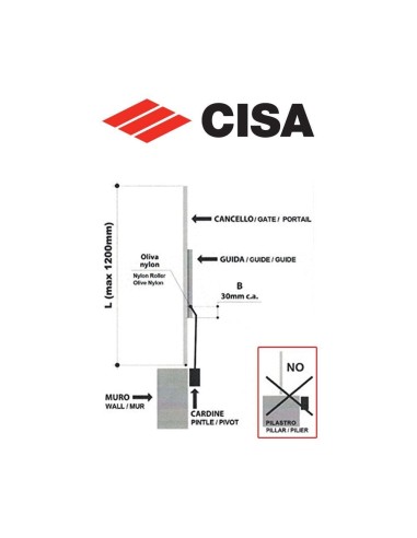 Braccio a slitta per chiudicancello Cisa art. 0715506