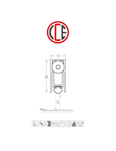 Antispiffero CCE One Size guarnizione sfilabile paraspiffero 13 × 28 mm lunghezza 1230 mm