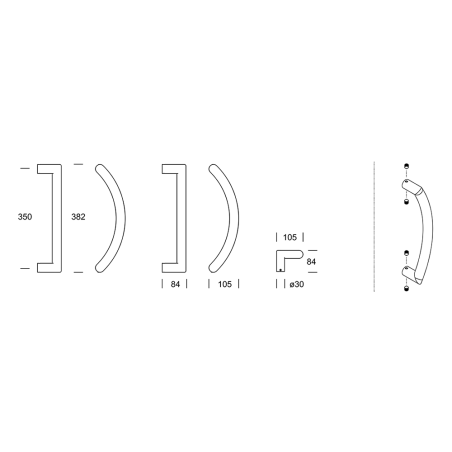 LISBONA 30 Reguitti stainless steel door handle