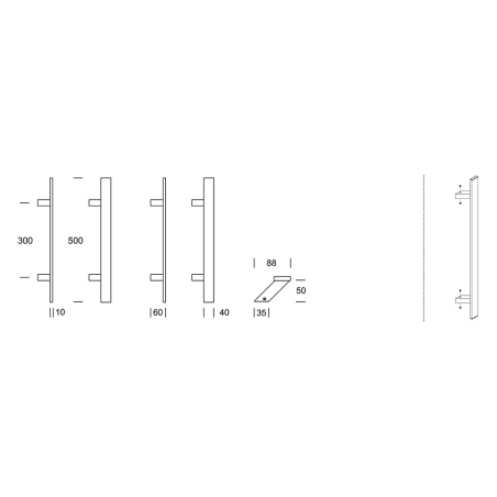 MIAMI S Reguitti maniglione con supporti inclinati acciaio inox per porte