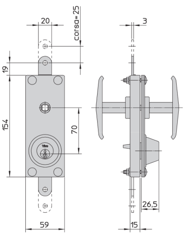 8217 Viro armoured lock for overhead doors with rods