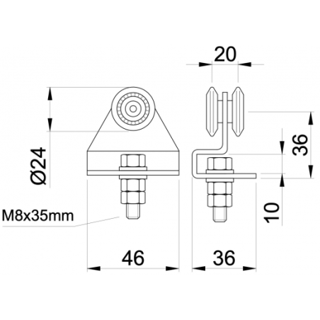 338/2 IBFM carrello in lamiera per portoni scorrevoli