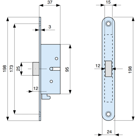 489000 MG pair of diverters for three locking points