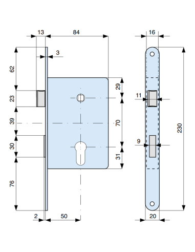 461500 MG mortise lock