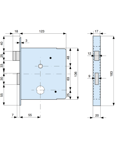 345550 MG mortise lock for bands