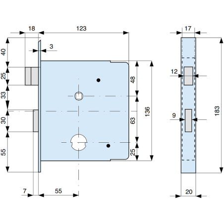 345550 MG mortise lock for bands