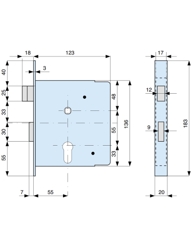 344550 MG serratura da infilare per fasce