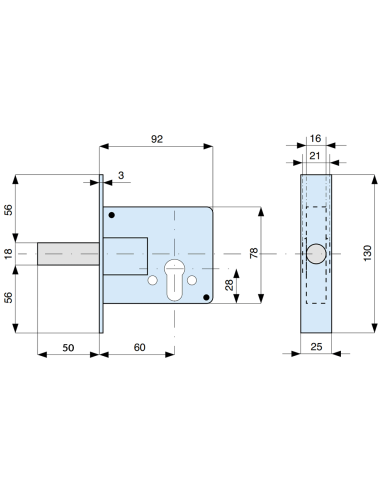 273600 MG mortise lock