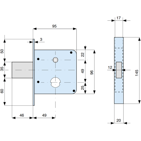 134500 MG mortise lock