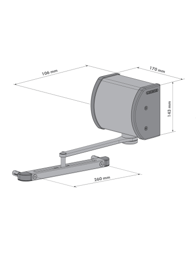 PANTHER-9005 - Black hydraulic gate closer for wall or pillar mounting