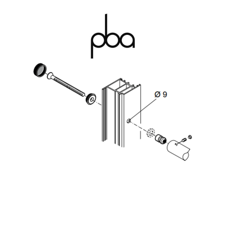 FIX.113.000D.10 PBA - Kit di fissaggio singolo passante per legno, alluminio, PVC, diametro Ø 35 | Programma M18 - 300