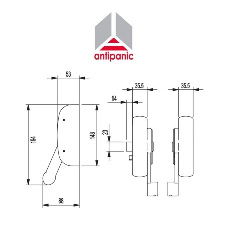 403/T Antipanic - Triple mechanical panic bar with external bar