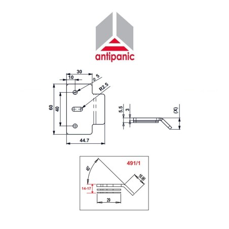 491/1 Antipanic - Meeting for anti-panic handles PVC profile