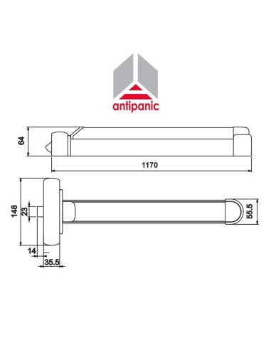 601/2 Antipanic - Central mechanical panic bar with integrated bar L. 1170 mm