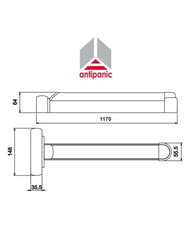 602/2 Antipanic - Double mechanical panic bar with integrated bar L. 1170 mm