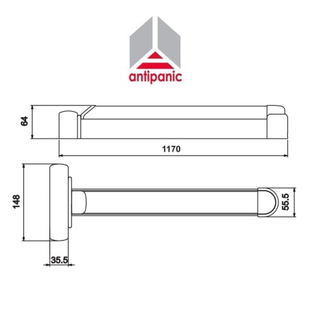 602/2 Antipanic - Double mechanical panic bar with integrated bar L. 1170 mm