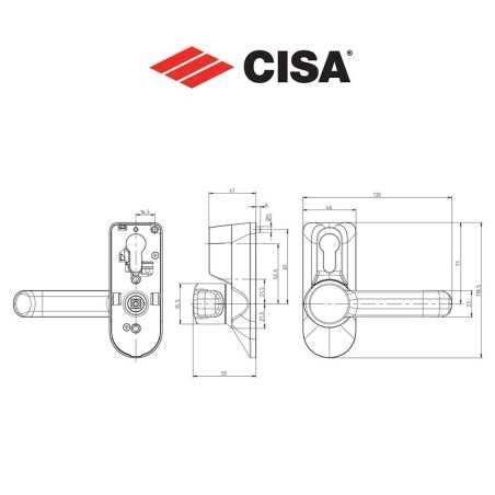 External control for Cisa Fast anti-panic handles item 0707838