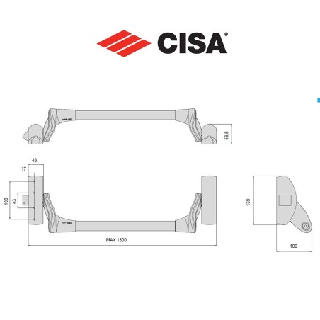 Maniglione antipanico triplice Cisa Fast Push art. 5901110