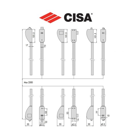 Pair of side latches for Cisa anti-panic handles item 0706351