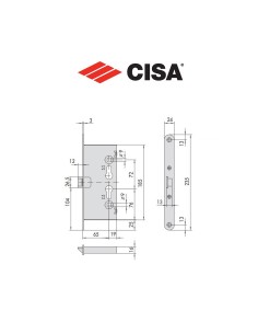 Serratura antipanico elettrica a cilindro per porte tagliafuoco e antipanico Cisa Mito Panic entrata 65 serie 13110-65