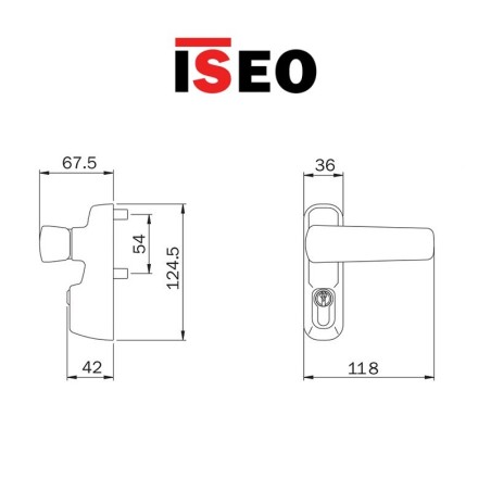 94021005 TRIM Iseo - Comando esterno nero per dispositivi antipanico da applicare