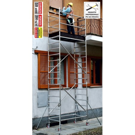 EUROPONT EUR XPRO - Versione XS - Ponteggio Professionale Trabattello Versione ancorata al Muro