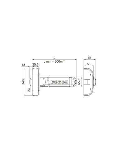 603/3/MOT Antipanic - Motorized panic bar with integrated bar
