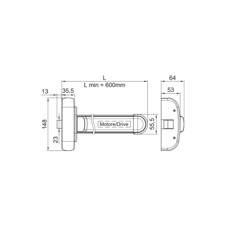 603/3/MOT Antipanic - Motorized panic bar with integrated bar