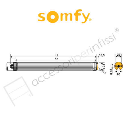SUNEA SCREEN 40 io Somfy motore radio elettronico per screen verticali esterni o mantovane motorizzate