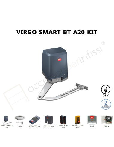 VIRGO SMART BT A 20 KIT BFT operatore elettromeccanico a braccio articolato per ante a battente