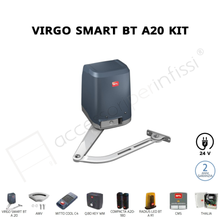 VIRGO SMART BT A 20 KIT BFT operatore elettromeccanico a braccio articolato per ante a battente