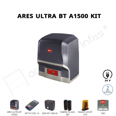 ARES ULTRA BT A1500 KIT BFT completo 24 V per cancelli scorrevoli