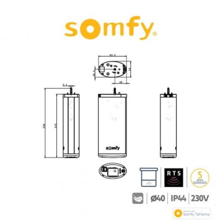 IRISMO MINI 35 RTS Somfy Motore tenda irismo wirefree | Accessori per Infissi