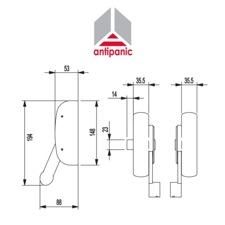 401/T Antipanic - Central mechanical panic bar with external bar