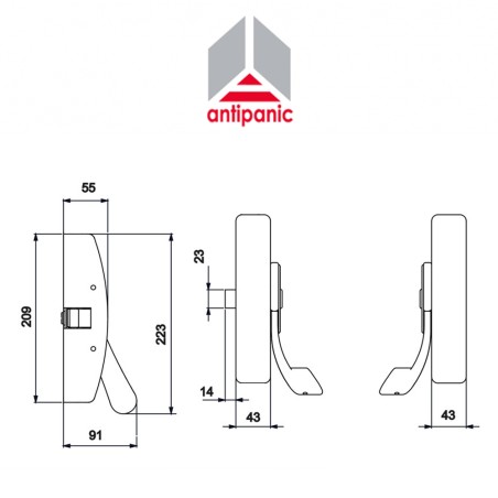 501 UNICO Antipanic - Central mechanical panic bar with external bar