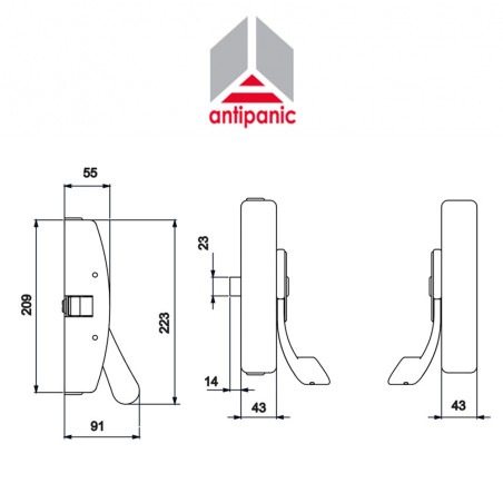503 UNICO Antipanic - Triple mechanical panic bar with external bar