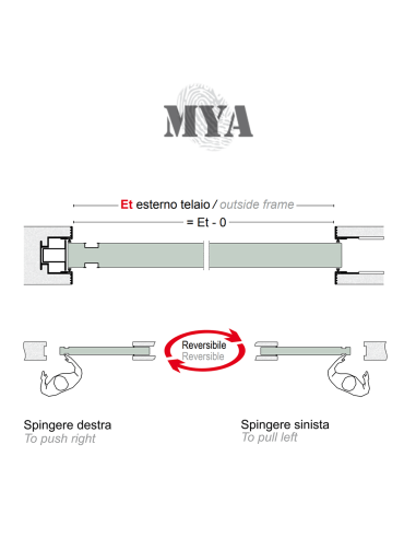 MYA Royal Pat - Porta filo muro scorrevole centro muro reversibile per interni | Accessori per Infissi