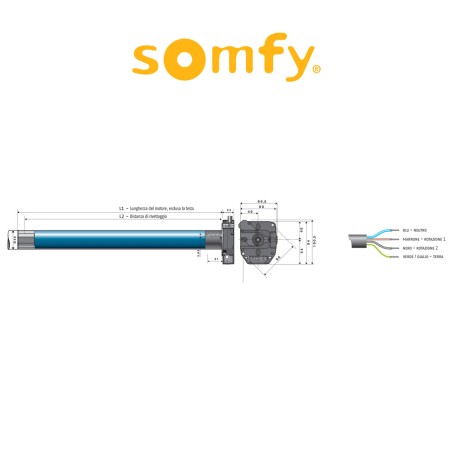 LT50 CSI WT Somfy motore con manovra di soccorso per tapparelle e tende da sole | Accessori per Infissi