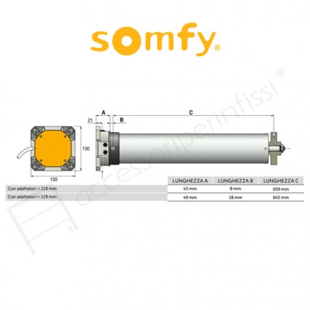 LT 80S CSI Somfy motore con manovra di soccorso per serrande avvolgibili e porte di garage