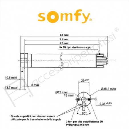 ACTUO 40 io Somfy motore radio per tende interne e tende a rullo