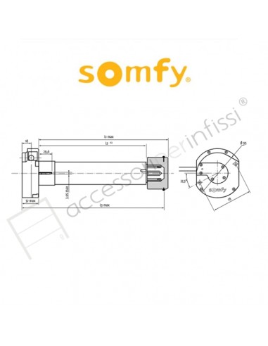 SUNEA 50 io CSI Somfy motore radio per tende da sole a cassonetto con manovra di soccorso